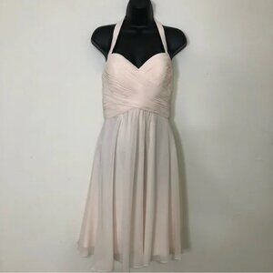 Halter Top Pleated Bodice Short Dress in Pale Pink -Size: 4 NWT
